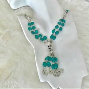 SANTA ROSA TURQUOISE GEMSTONE NECKLACE-BALI SILVER